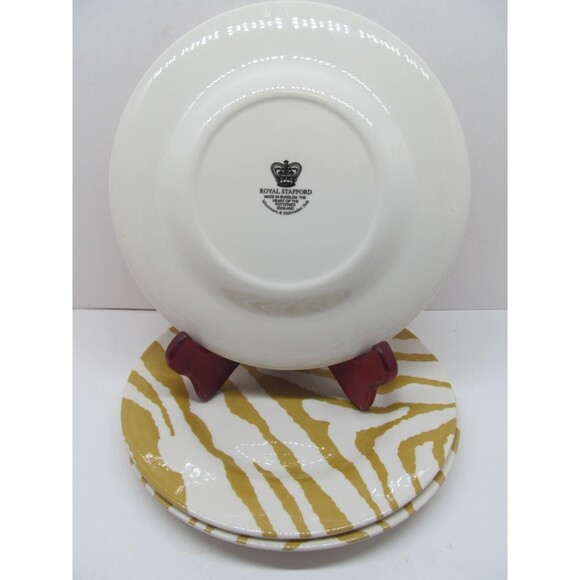 Royal Stafford Set Of Three 8 1/2" Gold And White Salad Plates - Picture 2 of 9